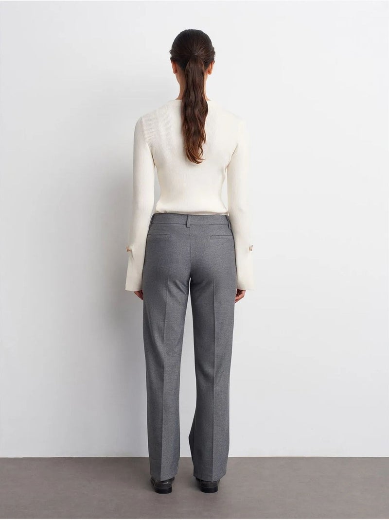 DILVIN Pantalon Droit Taille Basse En Crêpe gris anthracite - Kiabi