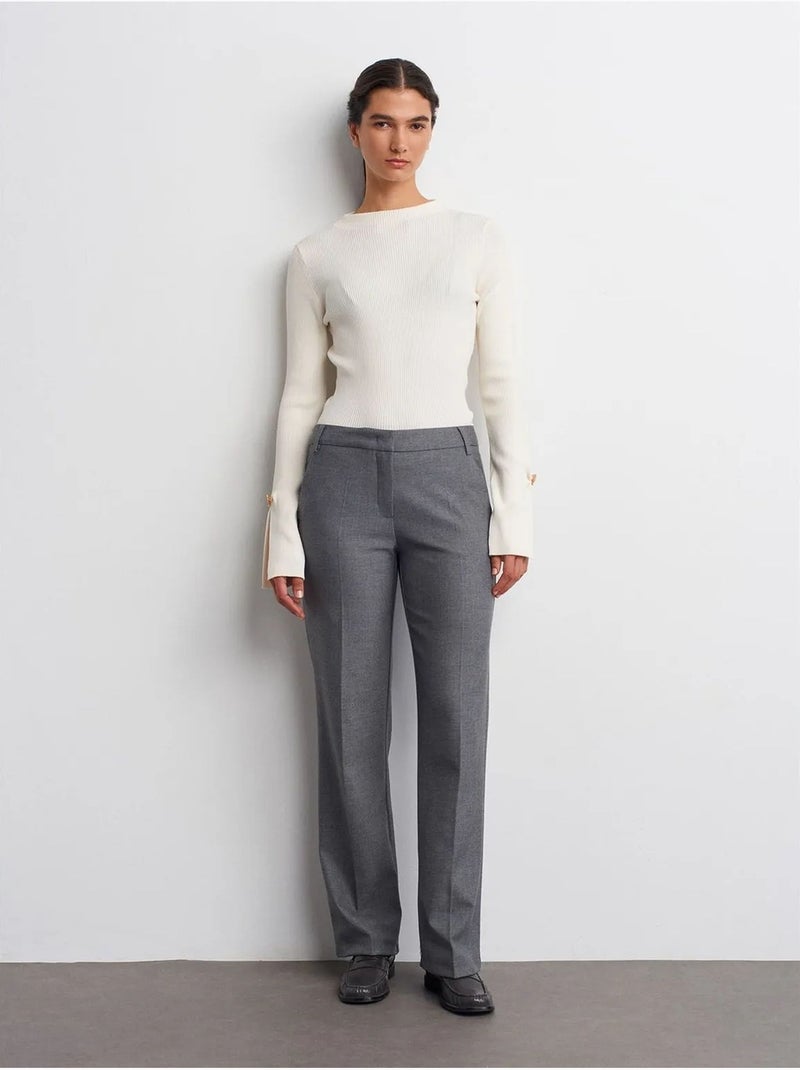 DILVIN Pantalon Droit Taille Basse En Crêpe gris anthracite - Kiabi
