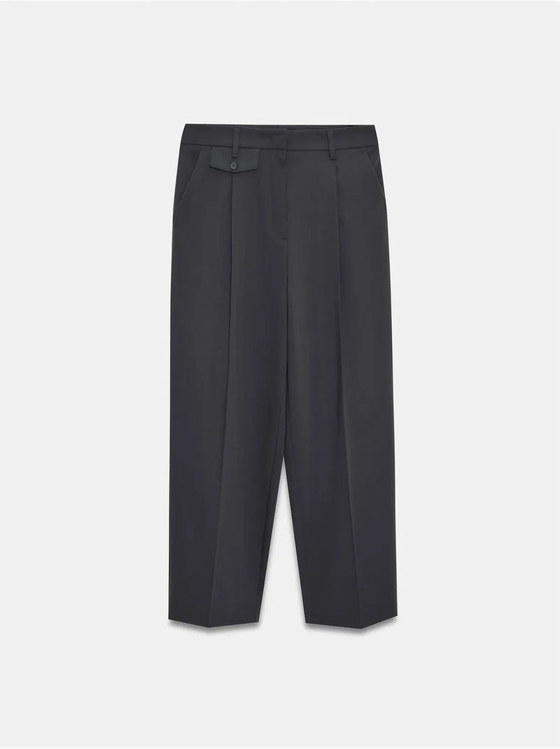 DILVIN Pantalon Droit Taille Haute À Plis gris anthracite - Kiabi