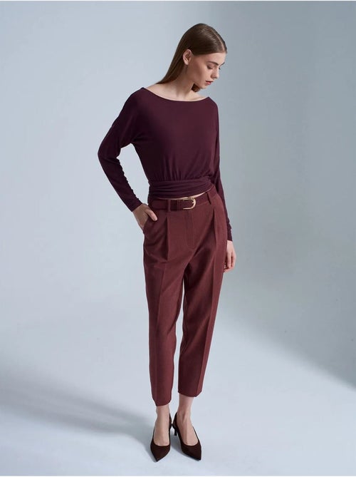 DILVIN Pantalon Droit Taille Haute Avec Ceinture - Kiabi