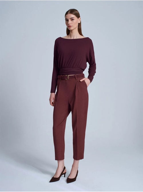 DILVIN Pantalon Droit Taille Haute Avec Ceinture - Kiabi
