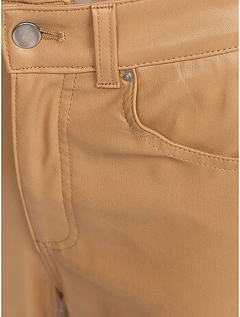 DILVIN Pantalon Droit Taille Haute En Simili Cuir