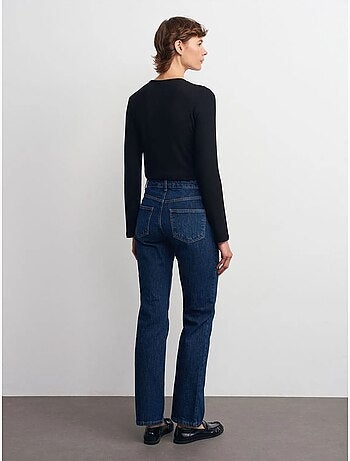 Dilvin pantalon en denim droit à taille haute