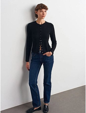 Dilvin pantalon en denim droit à taille haute