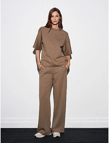 DILVIN Pantalon En Maille À Jambe Large