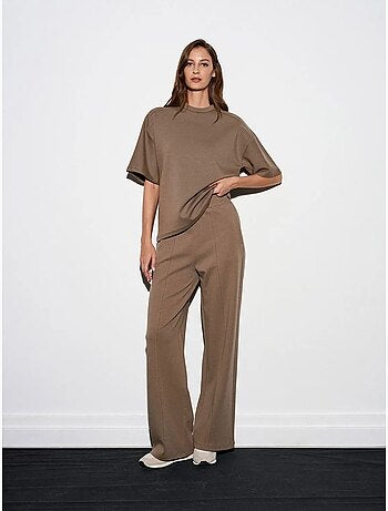 DILVIN Pantalon En Maille À Jambe Large