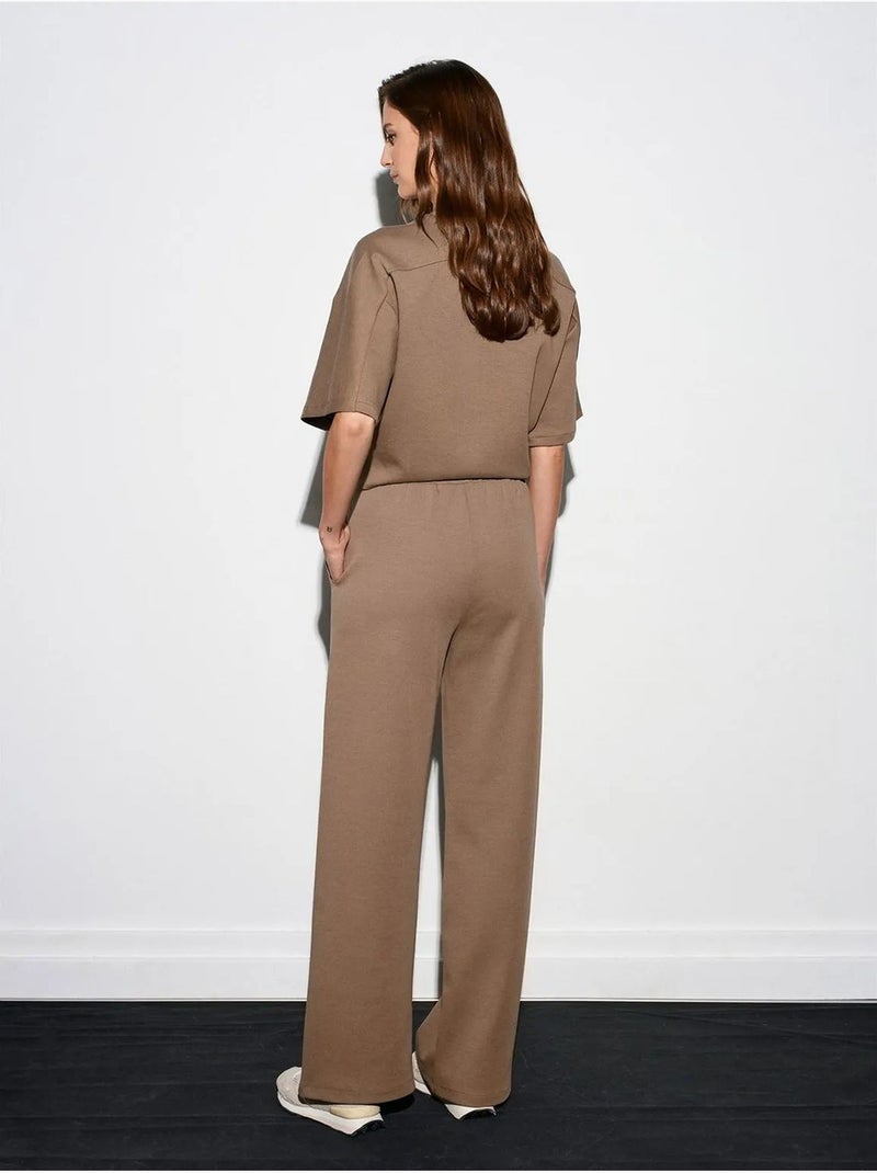 DILVIN Pantalon En Maille À Jambe Large Camel - Kiabi