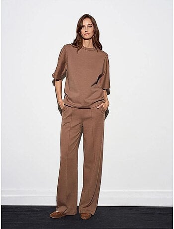 DILVIN Pantalon En Maille À Jambe Large