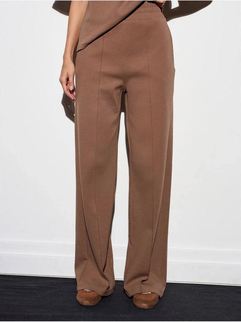 DILVIN Pantalon En Maille À Jambe Large Taupe - Kiabi