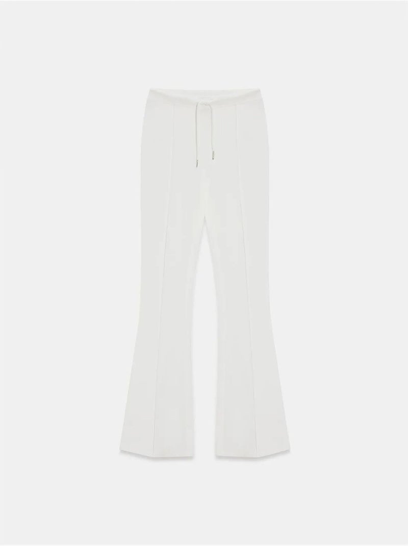 DILVIN Pantalon Évasé En Jersey À Taille Mi-haute Et Lien Blanc - Kiabi