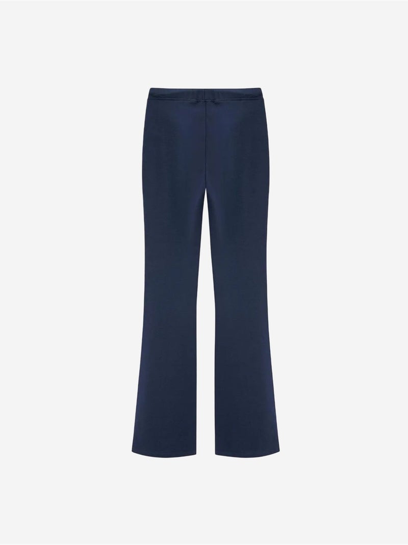 DILVIN Pantalon Évasé En Jersey À Taille Mi-haute Et Lien Bleu marine - Kiabi