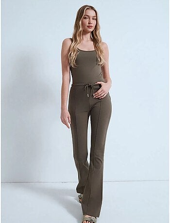 DILVIN Pantalon Évasé En Jersey À Taille Mi-haute Et Lien