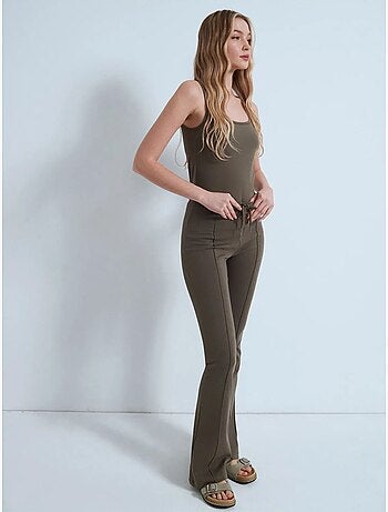 DILVIN Pantalon Évasé En Jersey À Taille Mi-haute Et Lien