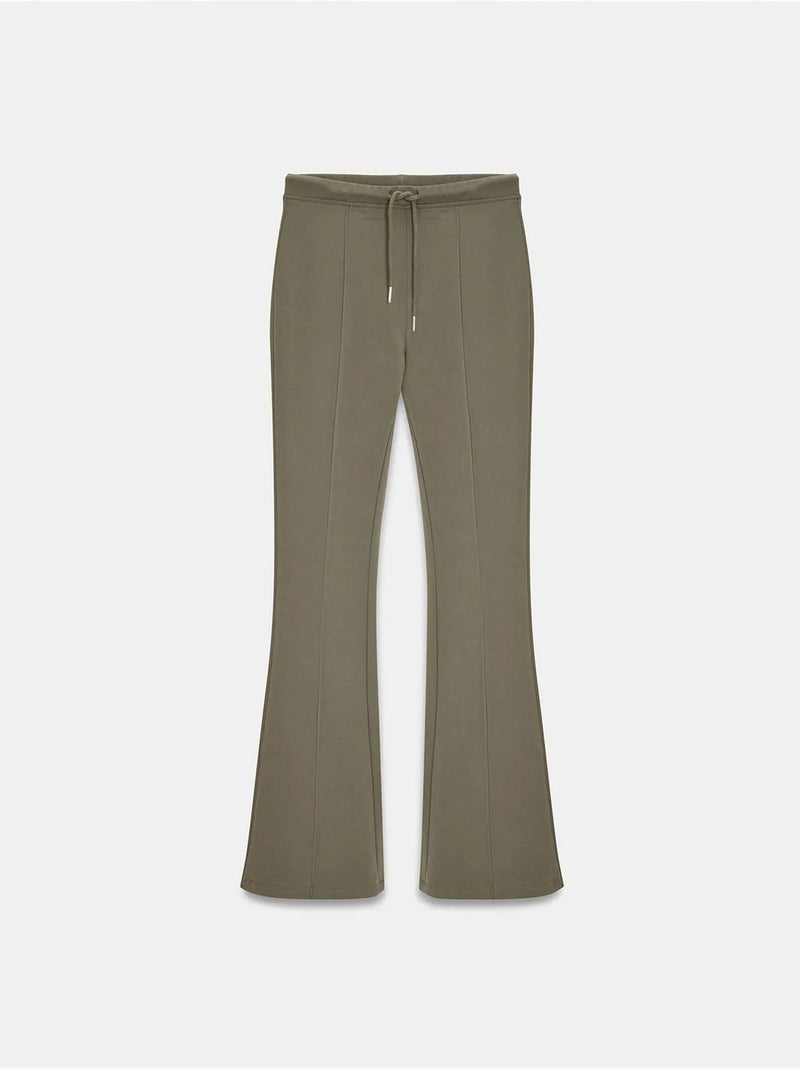 DILVIN Pantalon Évasé En Jersey À Taille Mi-haute Et Lien Vert kaki - Kiabi