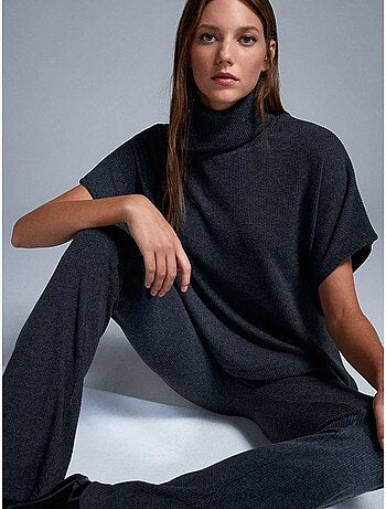 DILVIN Pantalon Évasé En Maille, Taille Haute