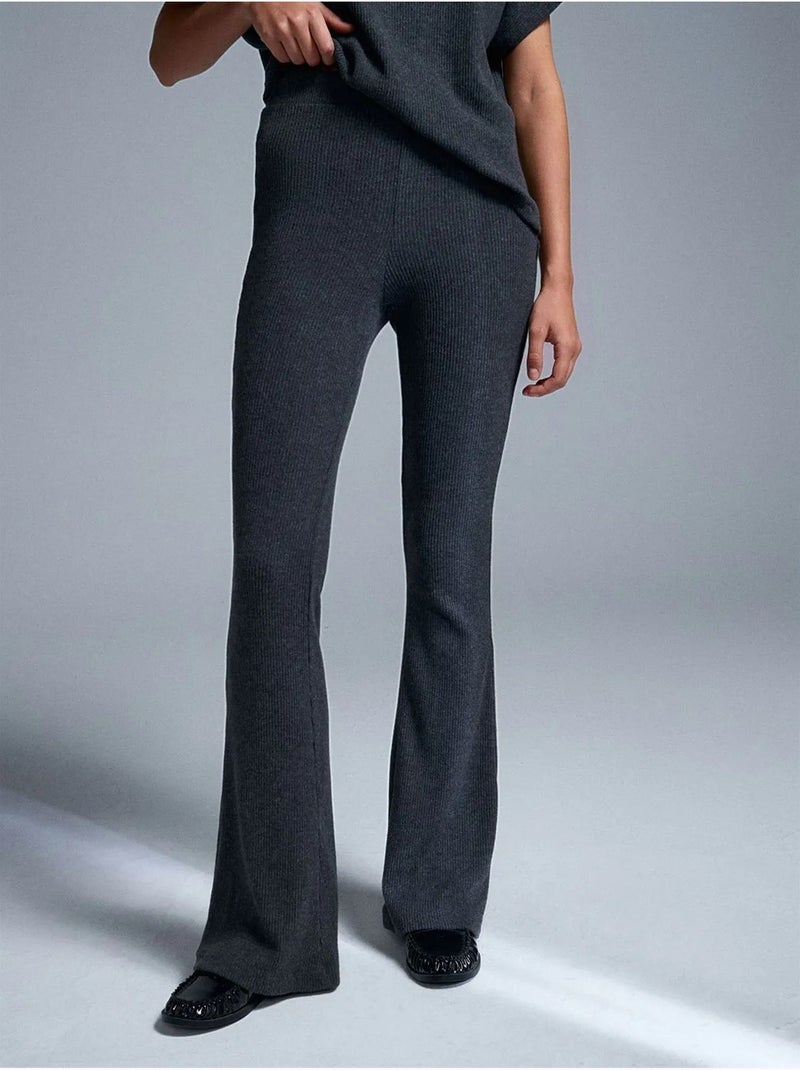 DILVIN Pantalon Évasé En Maille, Taille Haute gris anthracite - Kiabi