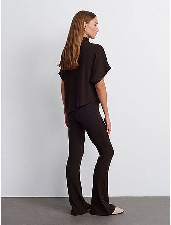 DILVIN Pantalon Évasé En Maille, Taille Haute