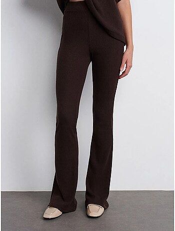 DILVIN Pantalon Évasé En Maille, Taille Haute