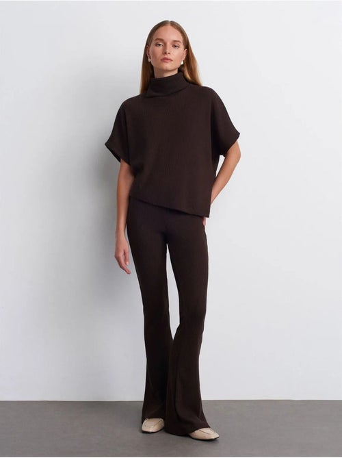 DILVIN Pantalon Évasé En Maille, Taille Haute - Kiabi