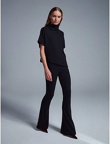 DILVIN Pantalon Évasé En Maille, Taille Haute