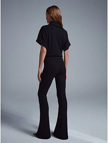 DILVIN Pantalon Évasé En Maille, Taille Haute