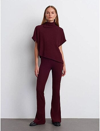 DILVIN Pantalon Évasé En Maille, Taille Haute