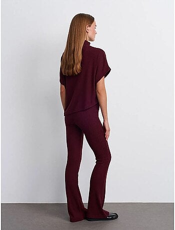 DILVIN Pantalon Évasé En Maille, Taille Haute