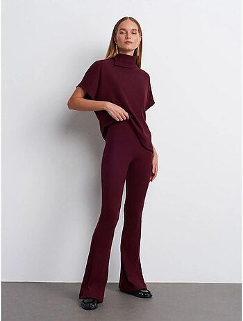DILVIN Pantalon Évasé En Maille, Taille Haute