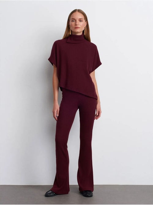 DILVIN Pantalon Évasé En Maille, Taille Haute - Kiabi