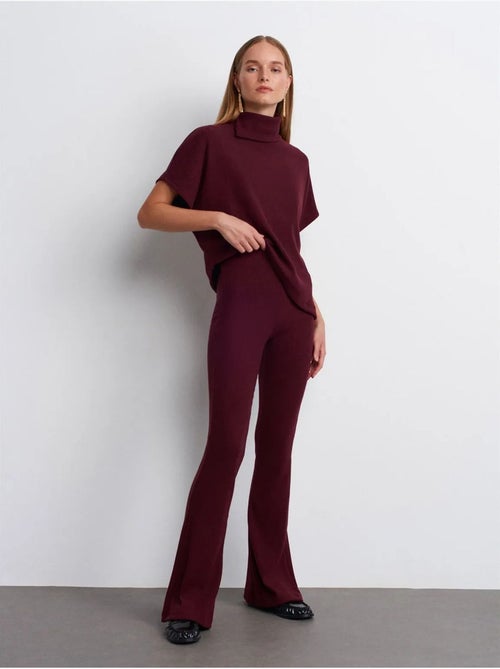 DILVIN Pantalon Évasé En Maille, Taille Haute - Kiabi
