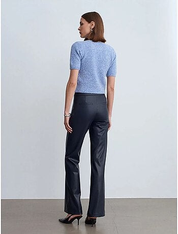 DILVIN Pantalon Évasé Femme En Simili Cuir
