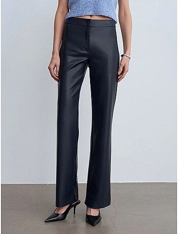 DILVIN Pantalon Évasé Femme En Simili Cuir