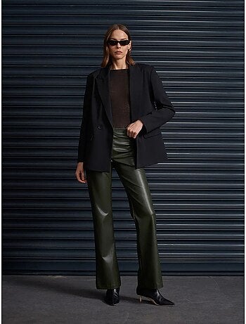 DILVIN Pantalon Évasé Femme En Simili Cuir