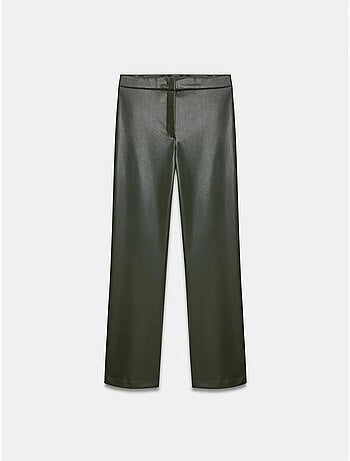 DILVIN Pantalon Évasé Femme En Simili Cuir