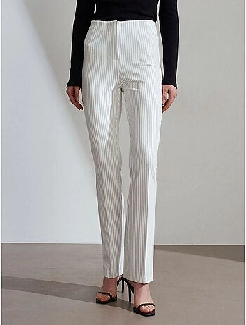 DILVIN Pantalon Évasé Rayé À Taille Haute Et Plis