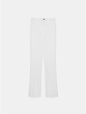 DILVIN Pantalon Évasé Rayé À Taille Haute Et Plis