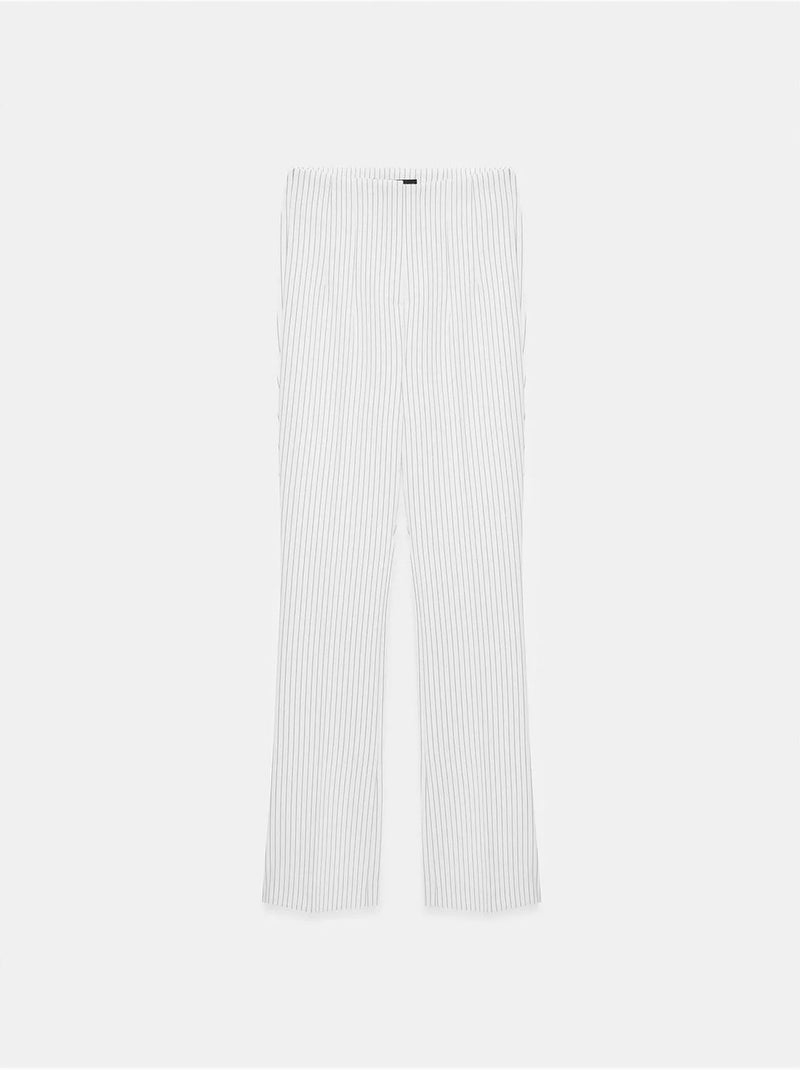 DILVIN Pantalon Évasé Rayé À Taille Haute Et Plis Blanc - Kiabi
