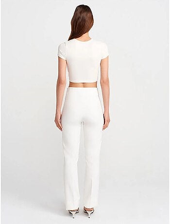 DILVIN Pantalon Évasé Taille Haute À Plis