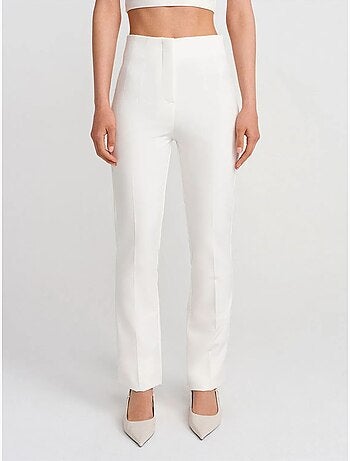 DILVIN Pantalon Évasé Taille Haute À Plis