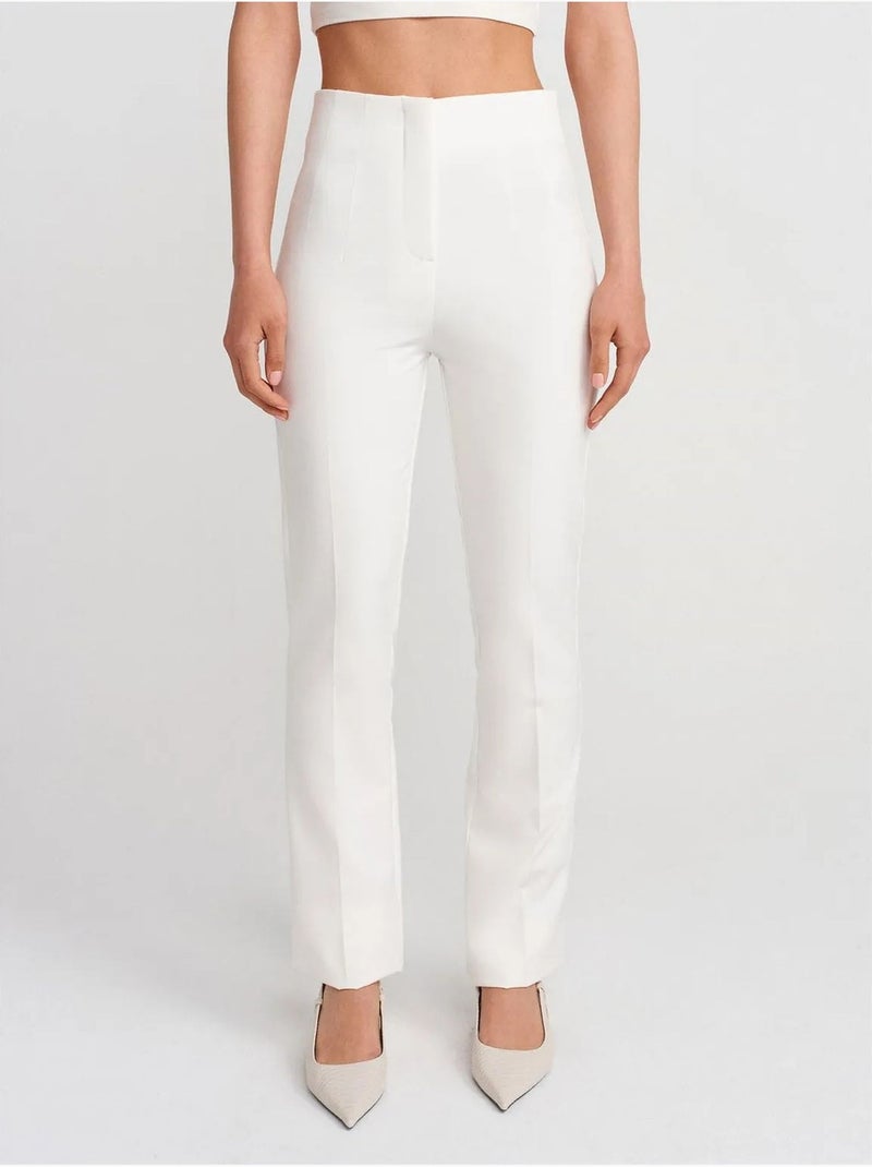 DILVIN Pantalon Évasé Taille Haute À Plis Blanc - Kiabi