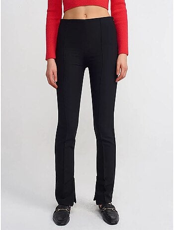 DILVIN Pantalon Évasé Taille Haute Avec Fente
