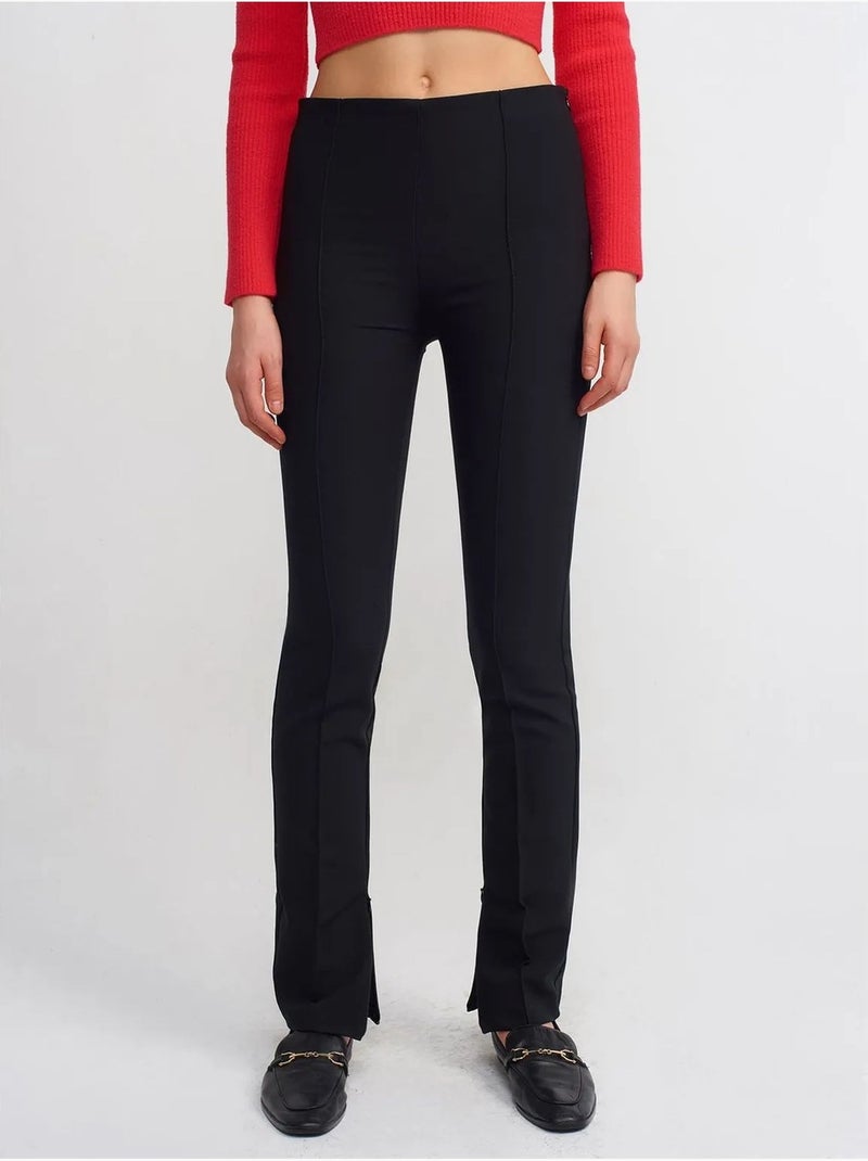 DILVIN Pantalon Évasé Taille Haute Avec Fente Noir - Kiabi
