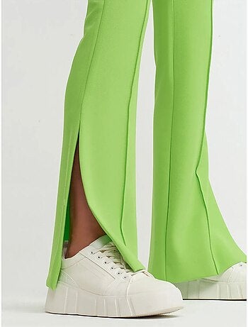 DILVIN Pantalon Évasé Taille Haute Avec Fente