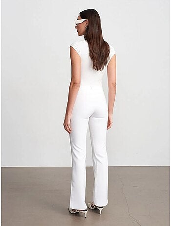 DILVIN Pantalon Évasé Taille Haute Avec Poches