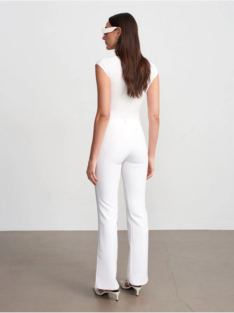 DILVIN Pantalon Évasé Taille Haute Avec Poches Blanc - Kiabi