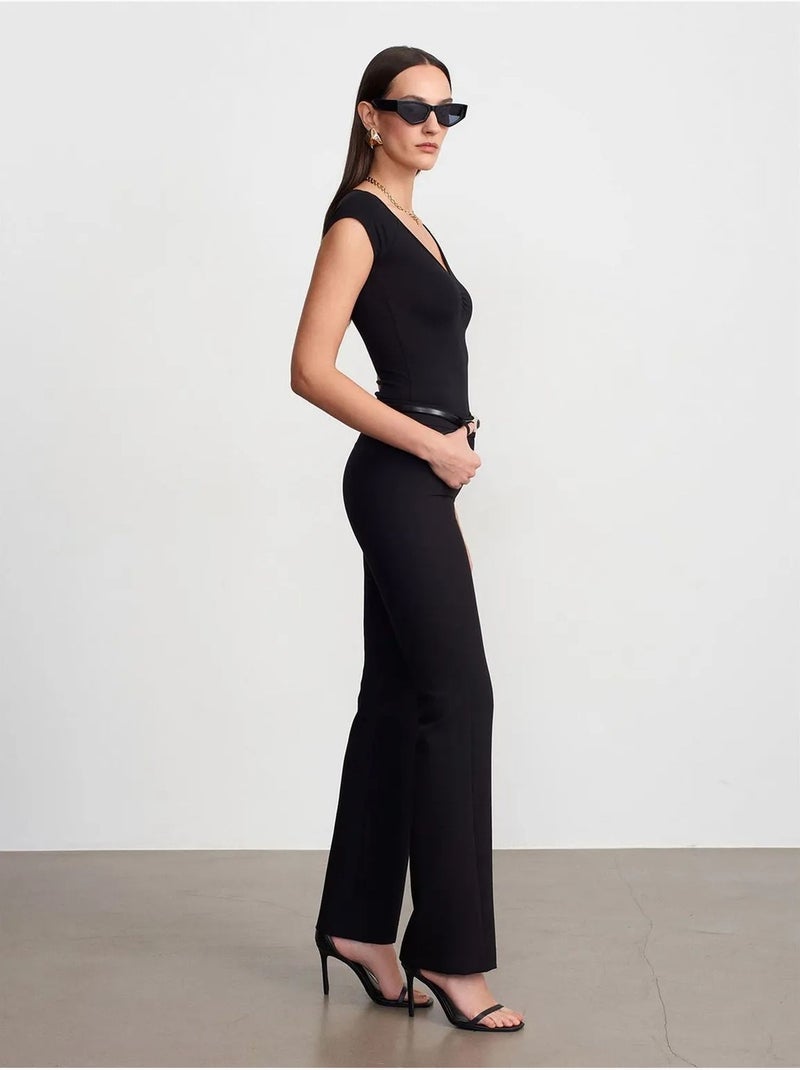 DILVIN Pantalon Évasé Taille Haute Avec Poches Noir - Kiabi