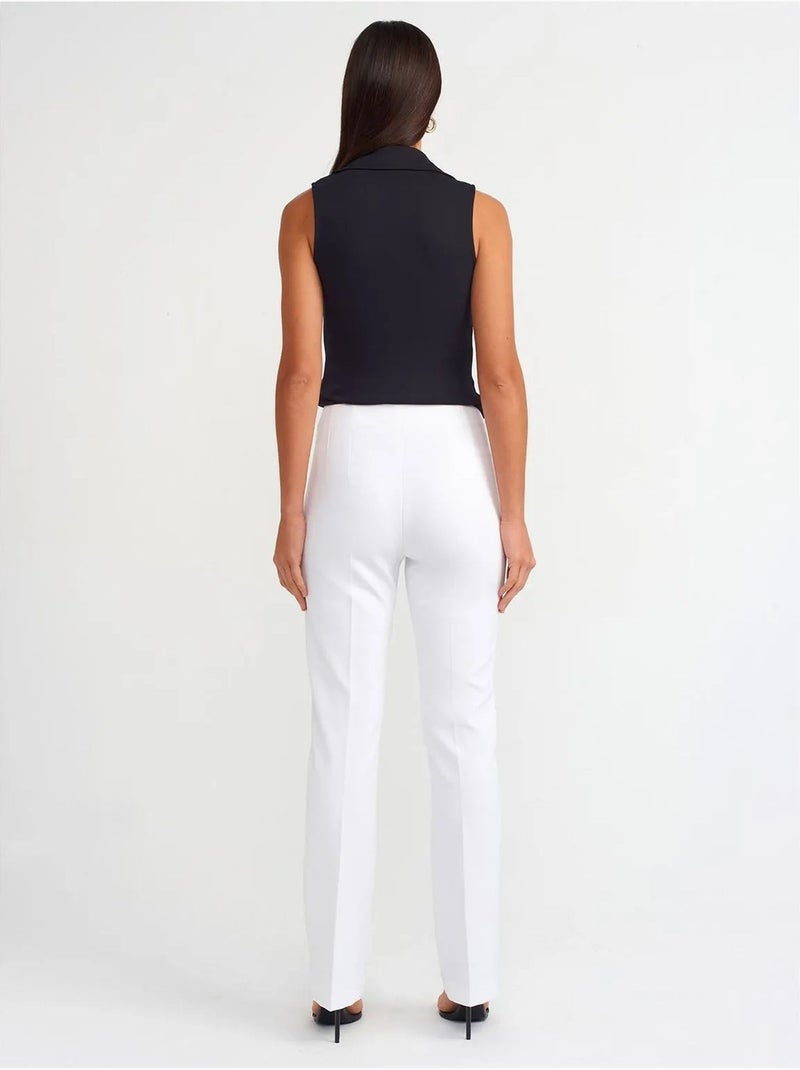 DILVIN Pantalon Évasé Taille Haute Blanc - Kiabi