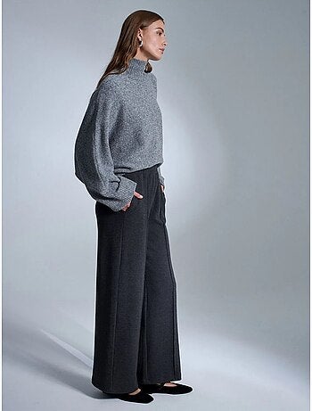 DILVIN Pantalon Femme À Jambes Larges Et Taille Élastique