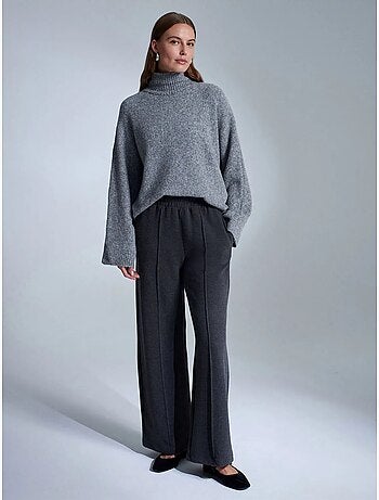 DILVIN Pantalon Femme À Jambes Larges Et Taille Élastique