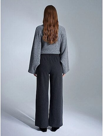 DILVIN Pantalon Femme À Jambes Larges Et Taille Élastique